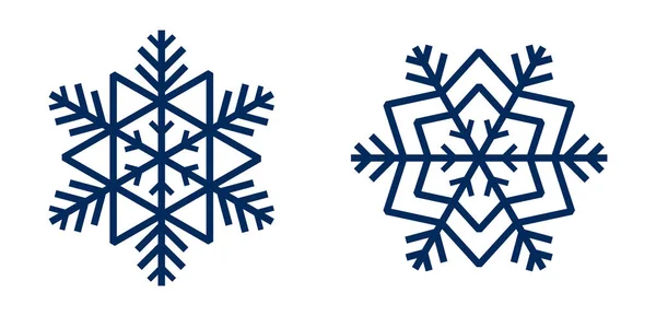 在孤立的白色背景上以恒星形式出现的一组蓝色雪花 — 图库矢量图片