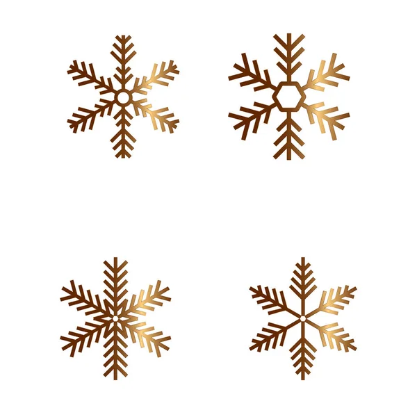 Copos Nieve Listos Año Nuevo Nieve Elementos Dorados Sobre Fondo — Vector de stock