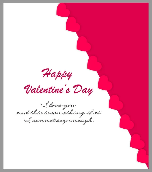 Šťastný Valentýn Vertikální Přání Růžovými Srdci Text Izolovaném Pozadí — Stockový vektor