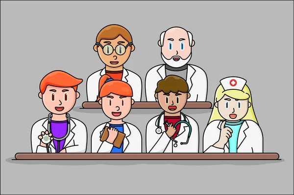 Character Doctor Nurse Professor Medicine Team — Stock Vector