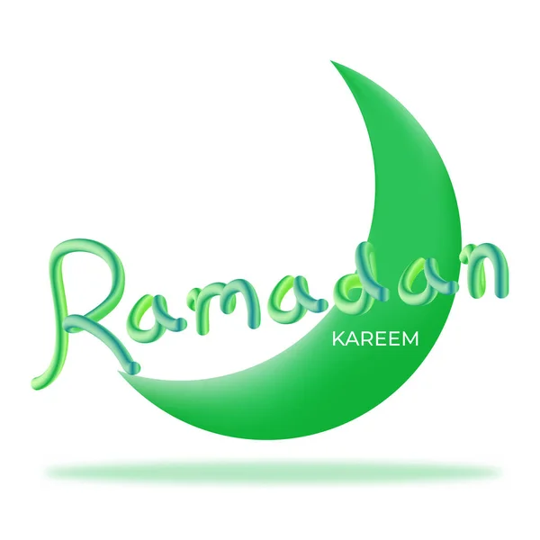 Tyfografia Ramadan Księżycem Zieleni — Wektor stockowy