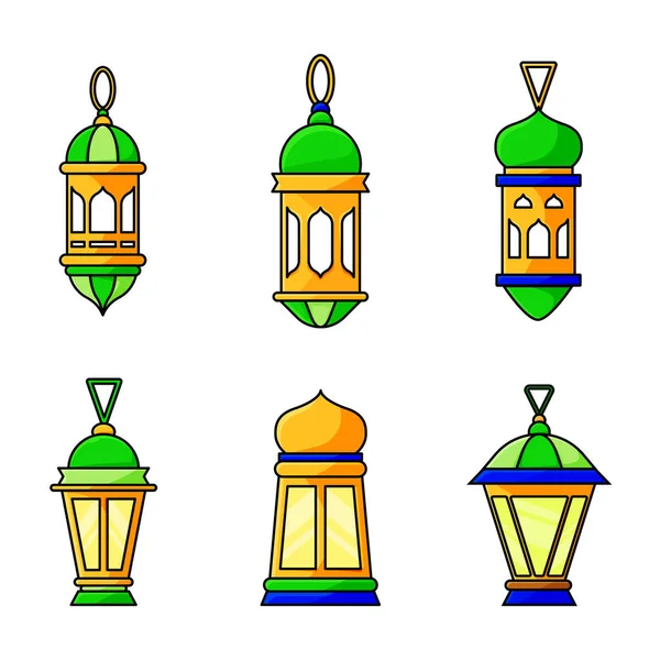 Set Lentera Vectorr Islam Lampu Muslim Merayakan Ramadan Suci - Stok Vektor