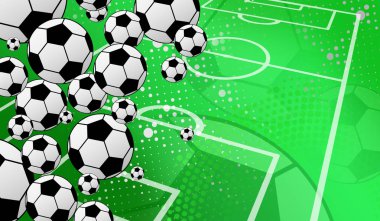 Futbol arenası ve futbol topuyla modern arka plan.