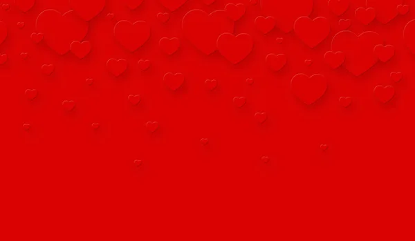 Corações Vermelhos Vários Tamanhos Espaço Vermelho — Fotografia de Stock
