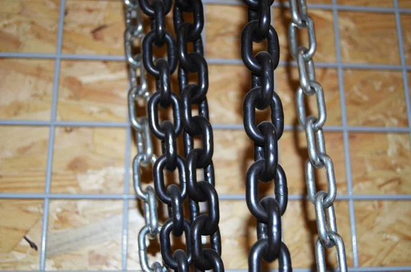 Fondo Madera Cadenas Colgantes — Foto de Stock