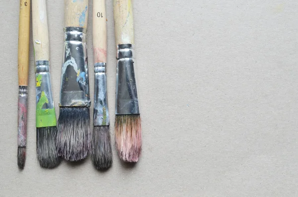 Painting Brushes Different Sizes Cardboard — 스톡 사진