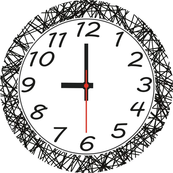 カラフルな丸みを帯びたラインと創造的な壁の時計 — ストックベクタ
