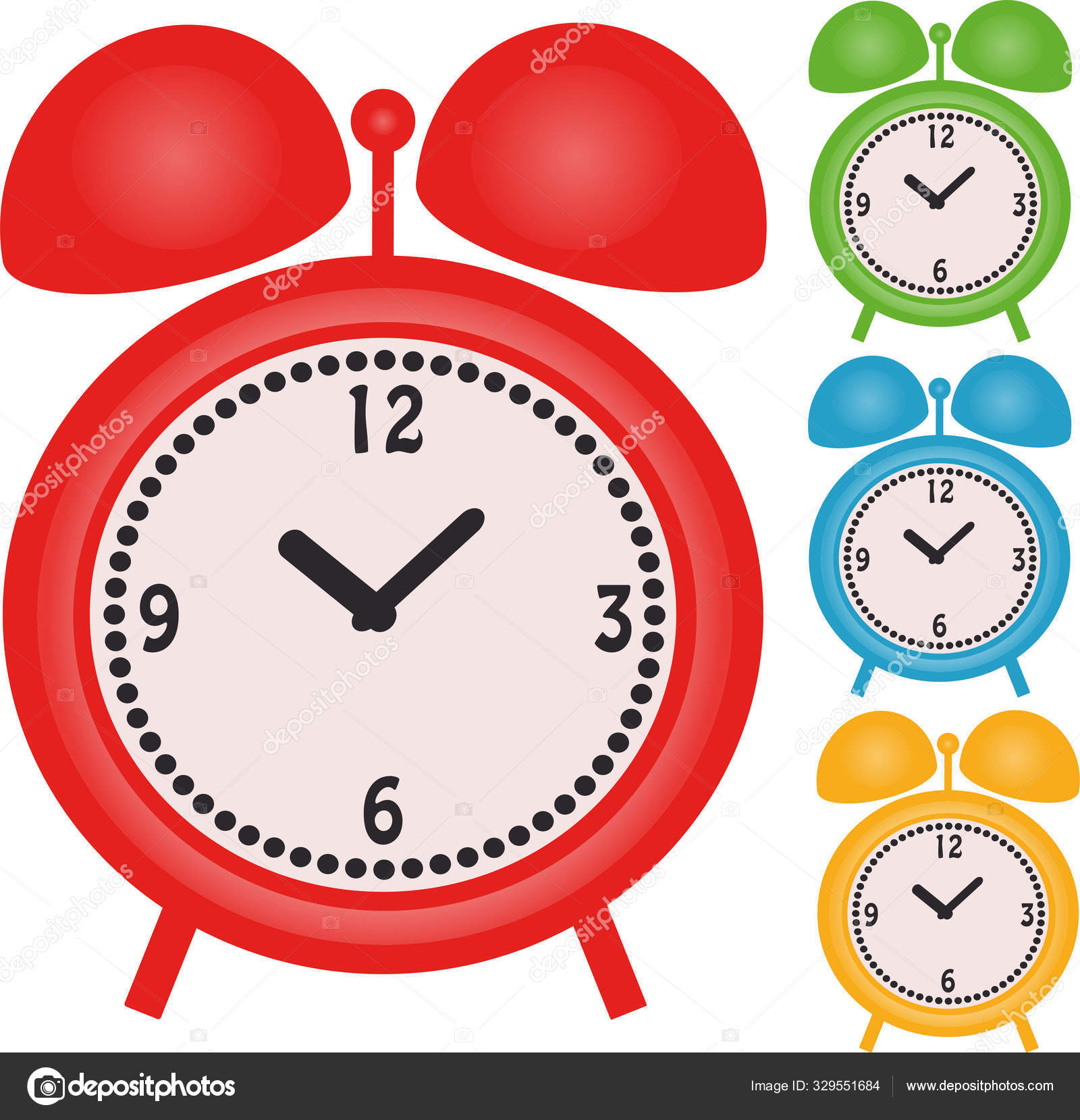 Colorful Cute Alarm Clock Kids Stock Vector C Selim123 329551684