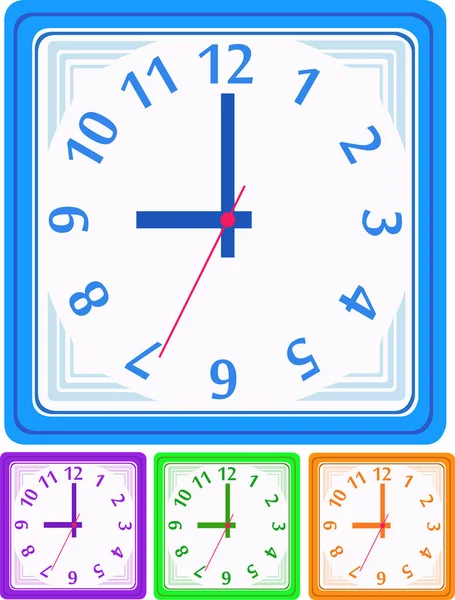Reloj Pared Cuadrado Analógico Conjunto — Vector de stock