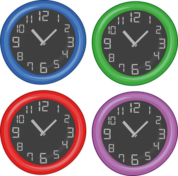 Coloridos Relojes Pared Redondos Conjunto — Vector de stock