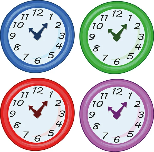 Conjunto Relógios Coloridos Parede Redonda —  Vetores de Stock