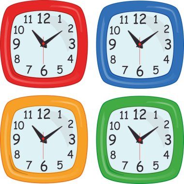 Yuvarlak renkli duvar saati seti. Vektör illüstrasyonu - Vektr