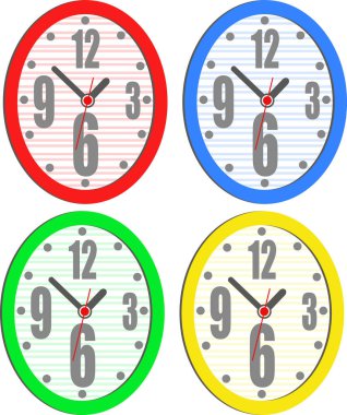 Yuvarlak renkli duvar saati seti. Vektör illüstrasyonu - Vektr
