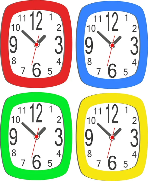 Colorful Wall Clock Set Vector Illustration Vektr — 스톡 벡터