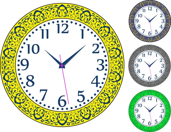 Colorful Wall Clock Set Vector Illustration Vektr — 스톡 벡터