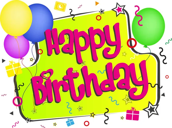 Happy Birthday Cute Font Background — Stock Vector