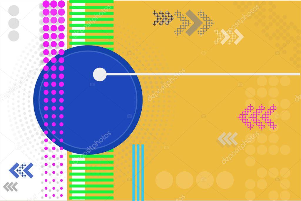 Modern abstract background with geometric shapes on yellow floor.