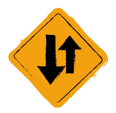 İki yönlü uyarı işareti. vektör simgesi.