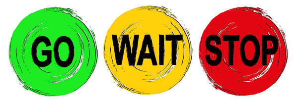 Иди подожди знак "стоп". значок вектора
