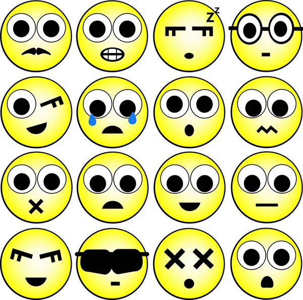 Lindo Conjunto Emoji Conjunto Iconos Expresiones Faciales — Vector de stock