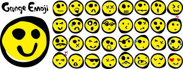 Emoji Grunge Set Icono Del Vector — Vector de stock