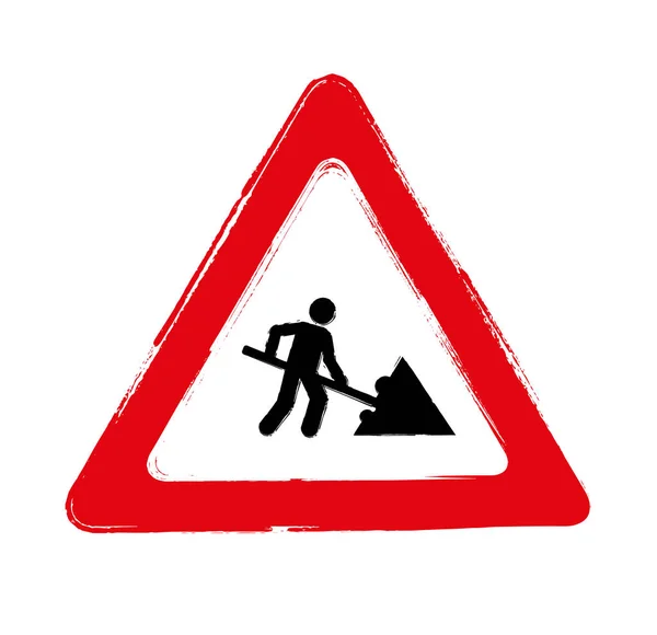Grunge Road Works Sign Vector — 스톡 벡터
