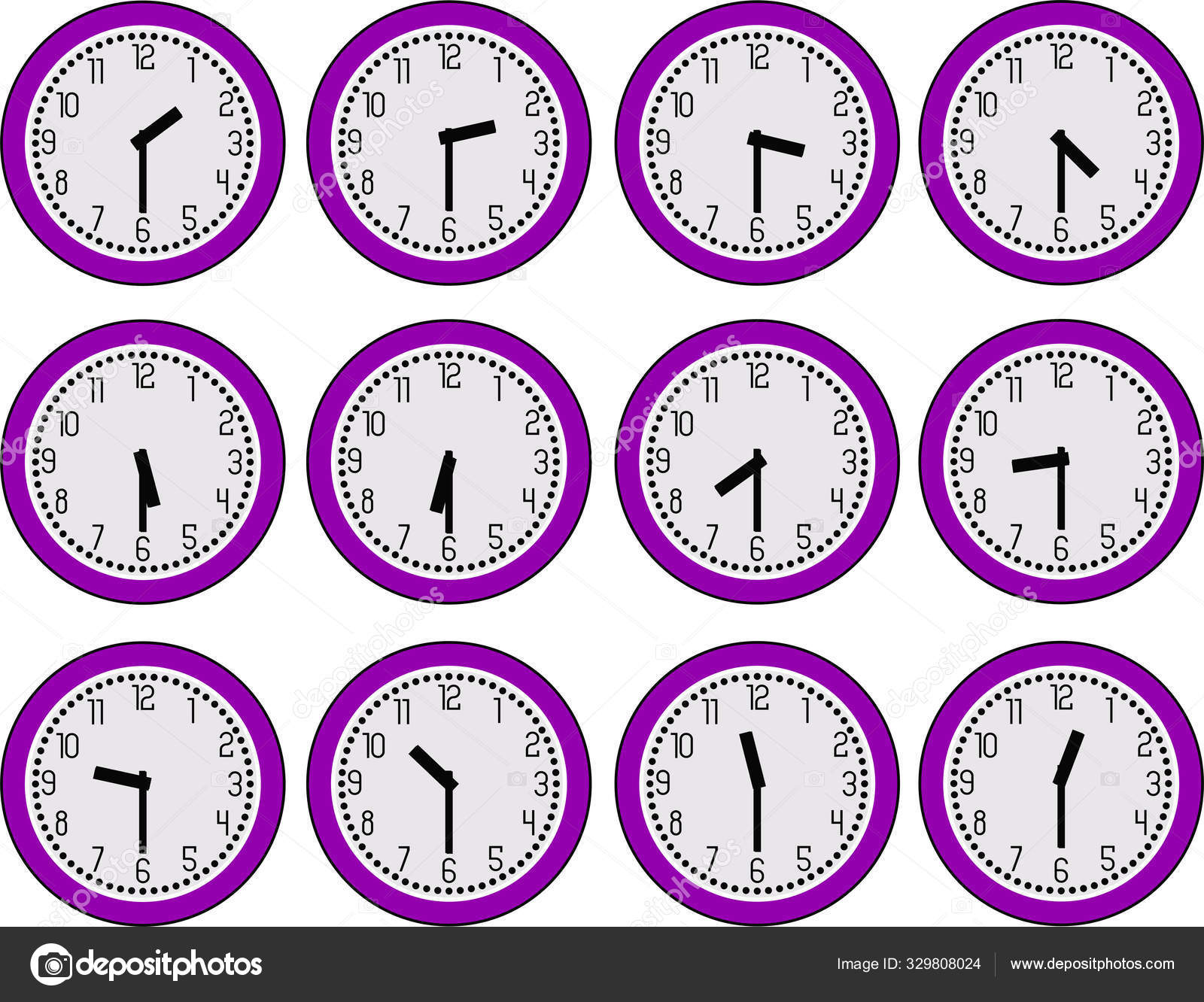 Analog Wall Clock Showing Hours Each Hour Stock Vector Image By 