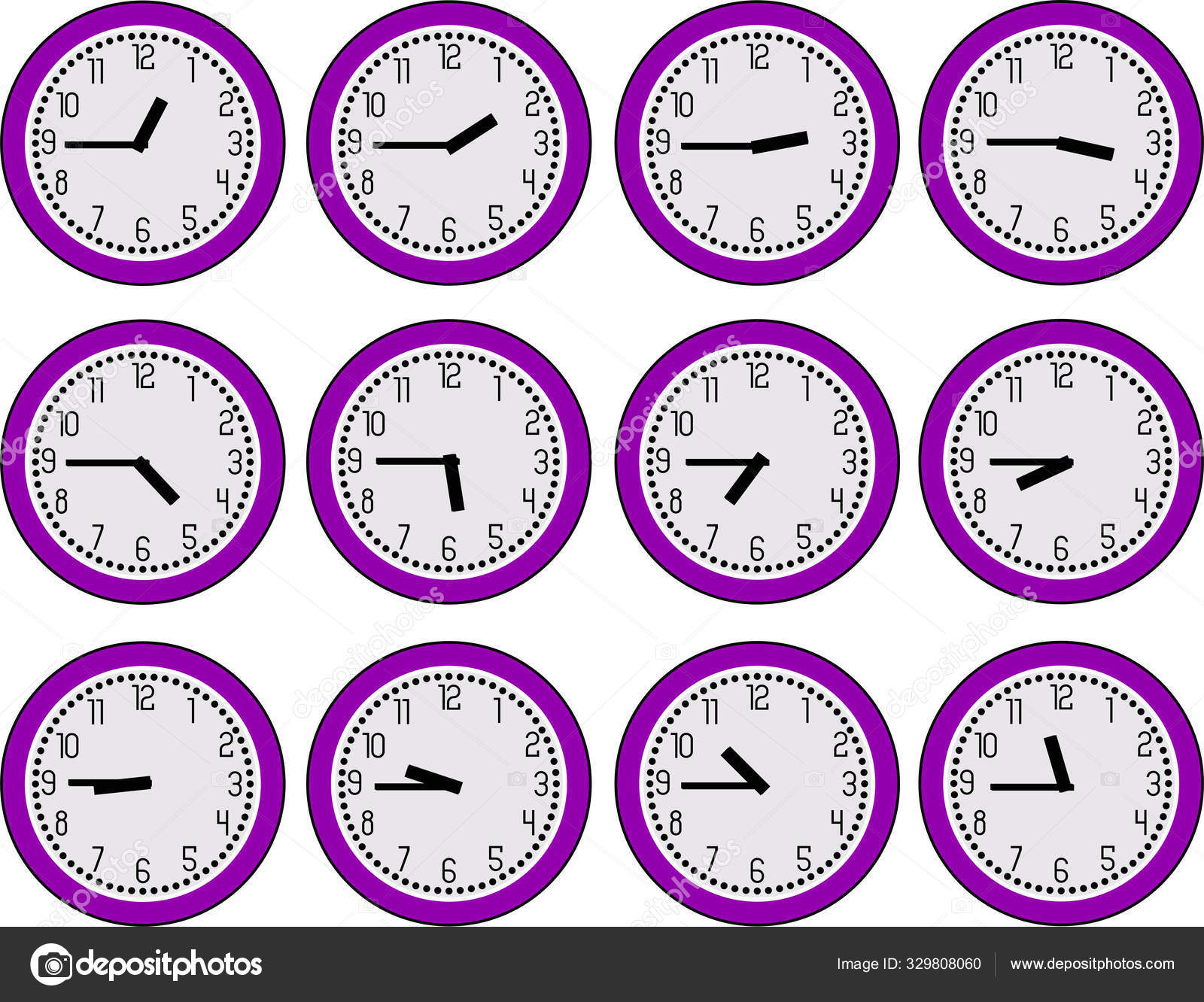 Analog Wall Clock Showing Hours Each Hour Stock Vector by ©selim123