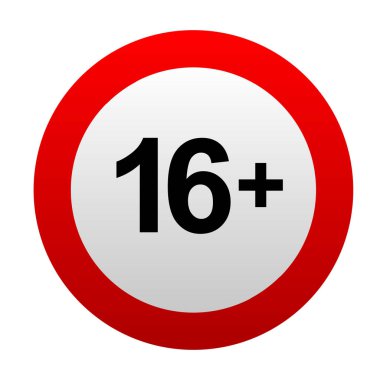 16 'nın altında uyarı. vektör simgesi