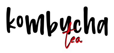 Kreatif yazı tipi dizaynlı kombu çayı.