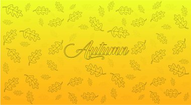 Yapraklarla sıralanmış sonbahar yazı ve arkaplan.