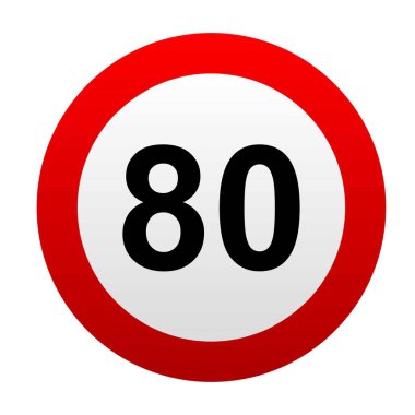 Hız limiti trafik işaretleri 80. Vektör simgesi.