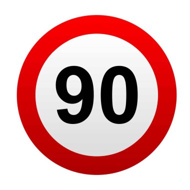 Hız limiti trafik işaretleri 90. Vektör simgesi.