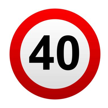 Hız limiti trafik işaretleri 40. Vektör simgesi.