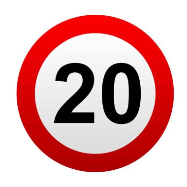 Hız limiti trafik işaretleri 100 90 80 70 60 50 40 30 20. Vektör simgesi.