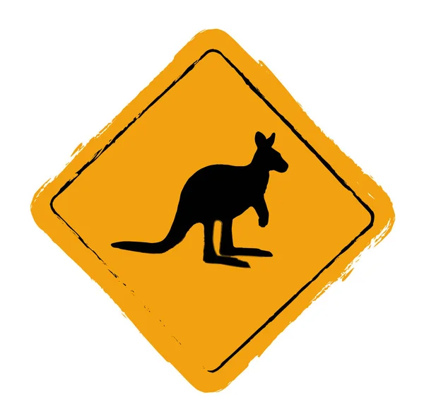 Grunge Känguru Schild Vektorsymbol — Stockvektor
