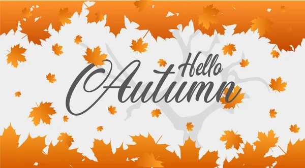 Autumn Calligraphy Background Arranged Leaves — Stock Vector