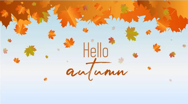 Autumn Calligraphy Background Arranged Leaves — Stock Vector
