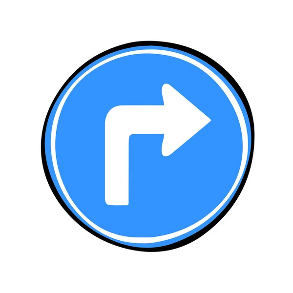 Turn Right Ahead Sign Vector Icon — Stock Vector