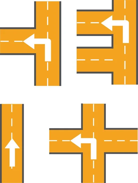 カラフルな交通標識や道路方向イラストのセット — ストックベクタ