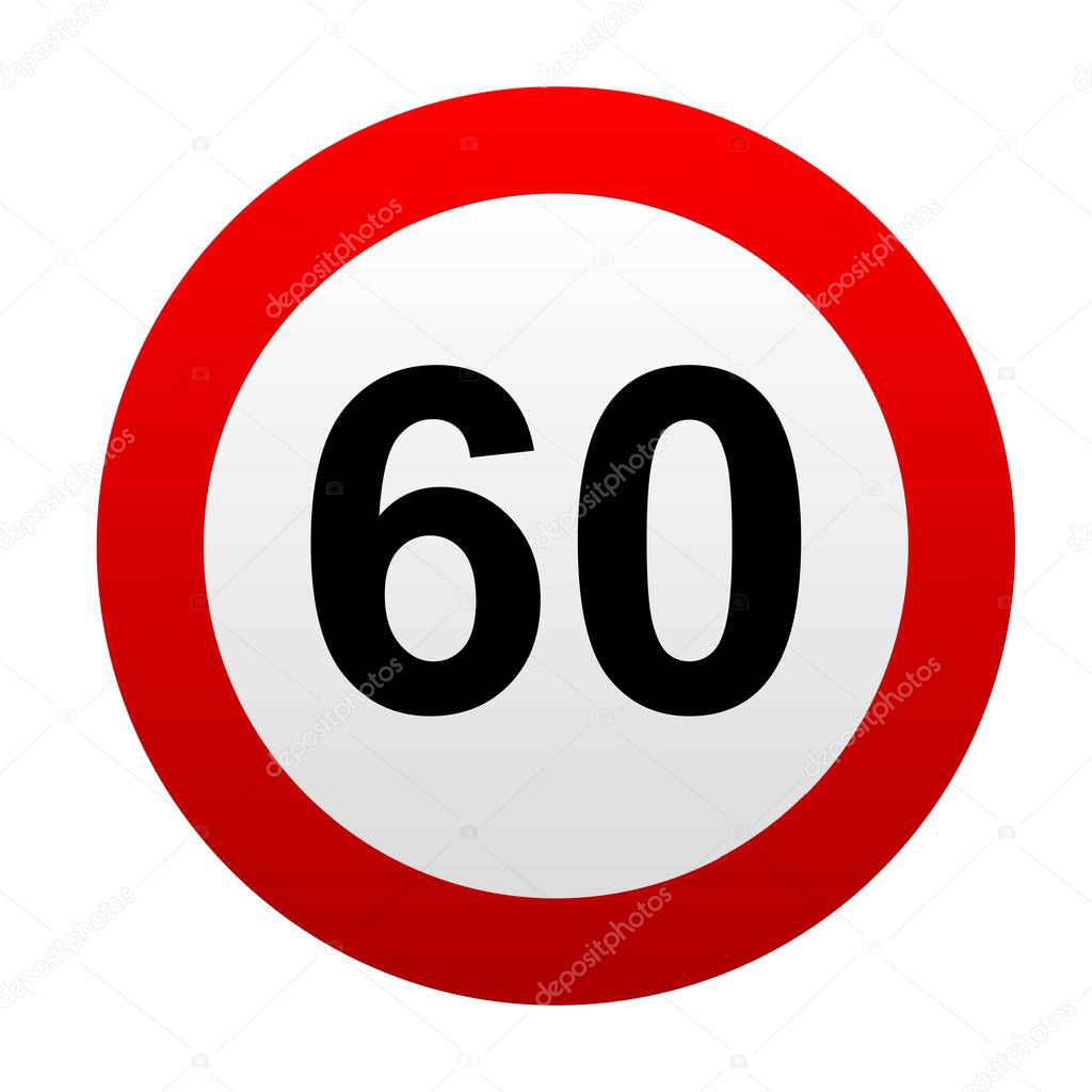 Speed limit traffic signs 60. Vector icon.