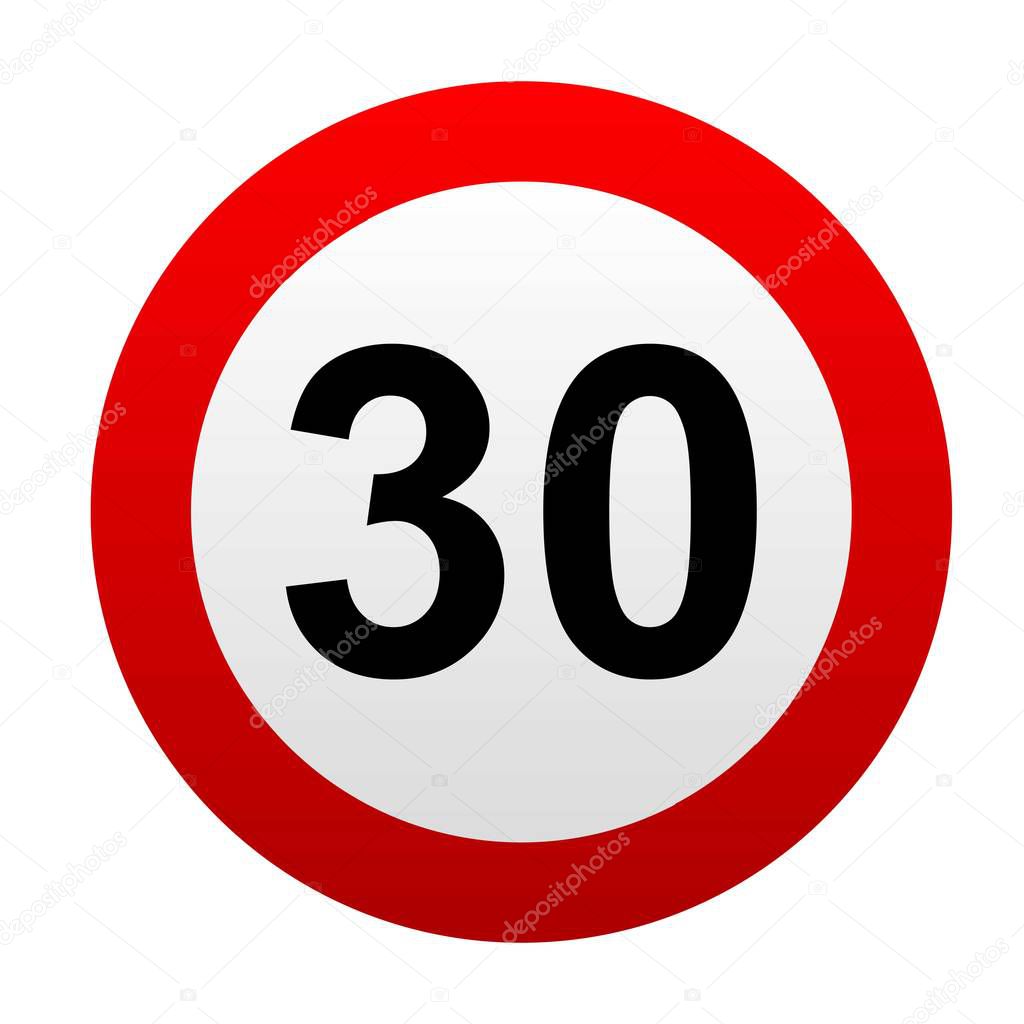 Speed limit traffic signs 30. Vector icon.