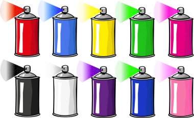 Renkli, şirin sprey boya. Siyah çizgi çizimi.