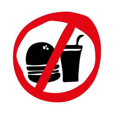 Fast food işareti yok. Vektör simgesi.