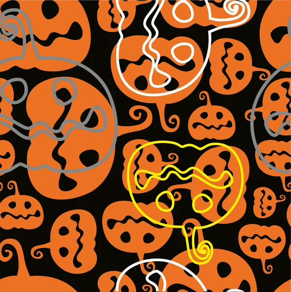 Diseño Halloween Diseño Patrón Sin Costuras Con Linda Calabaza Halloween — Vector de stock