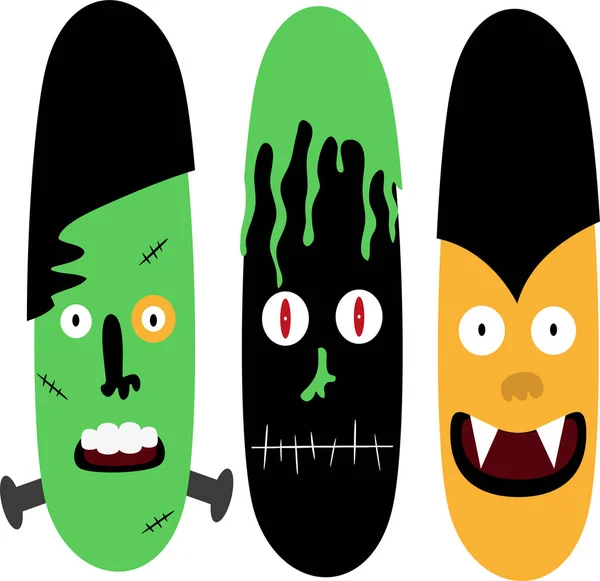Mignonnes Figures Horreur Halloween Vecteur Bande Dessinée — Image vectorielle