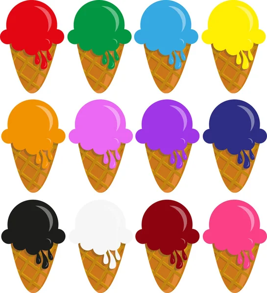 Colorful Ice Creams White Background — 스톡 벡터