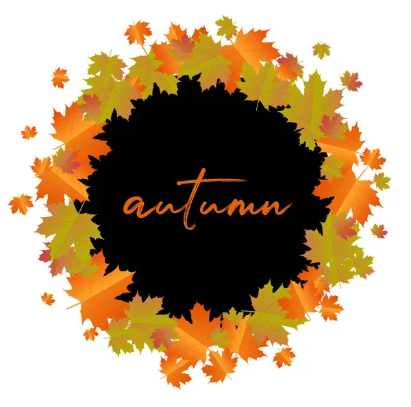 Modern Frame Yellowed Autumn Leaves — Stock Vector