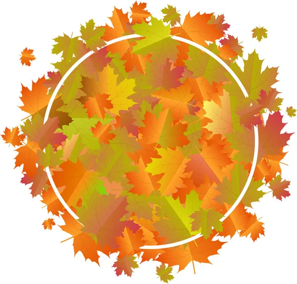 Modern Frame Yellowed Autumn Leaves — Stock Vector