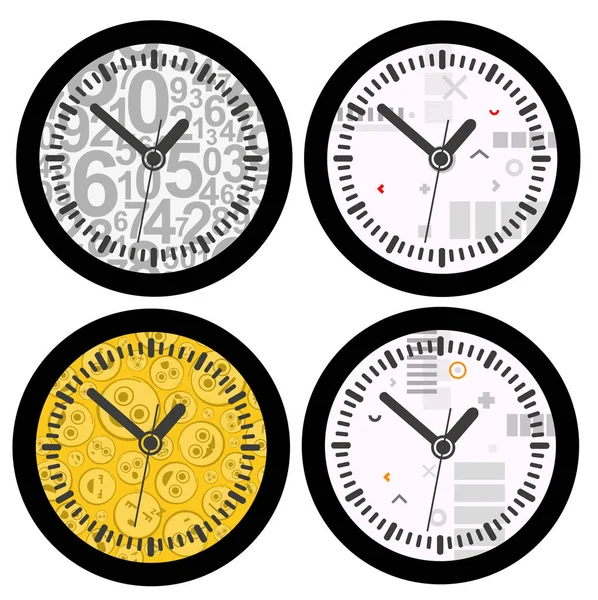 Cute Analok Wall Clock Funny Pattern Colors — 스톡 벡터